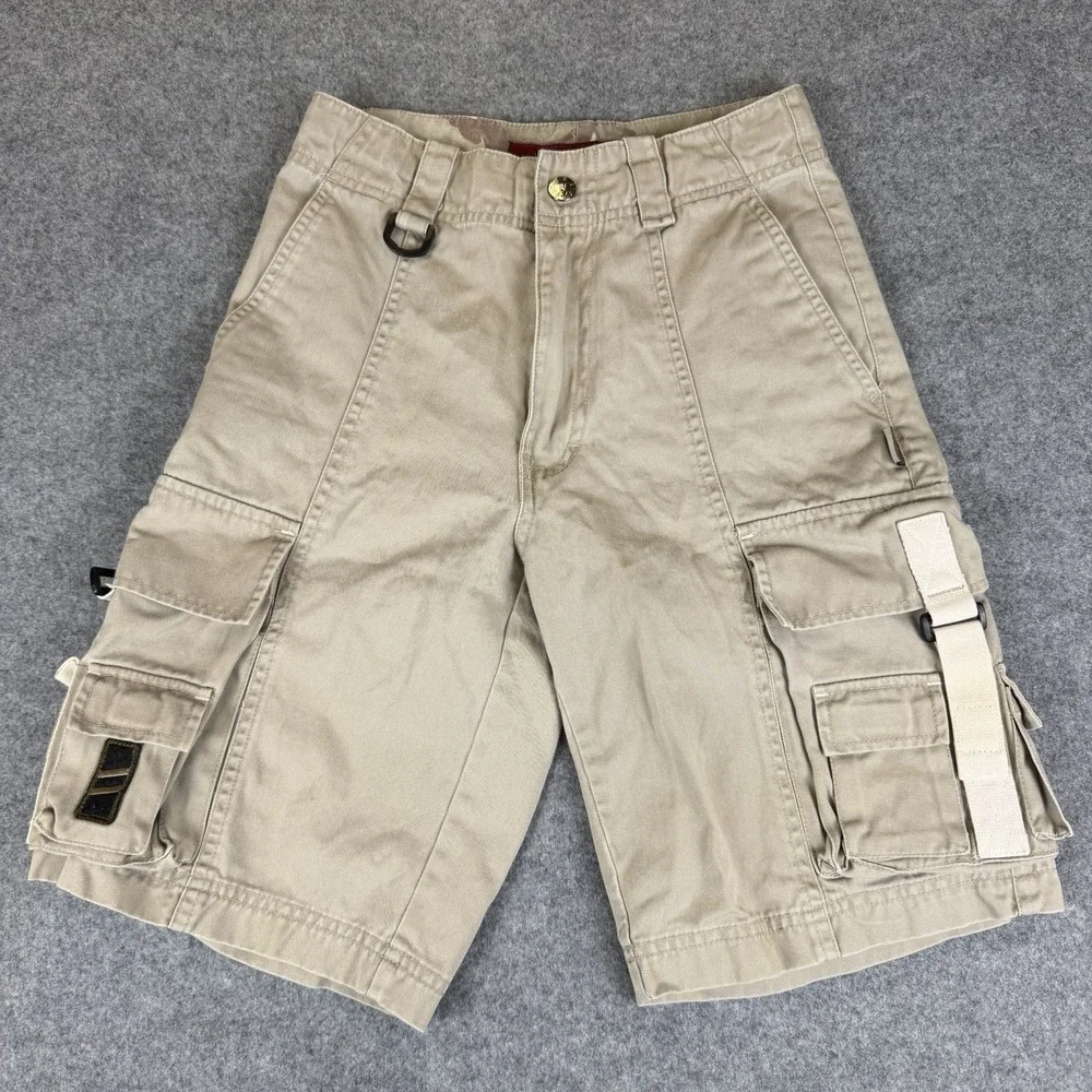 Vintage Nesi A.G. Cargo Shorts Size 8 Beige Cotton Y2K Gorpcore Skate Tactical